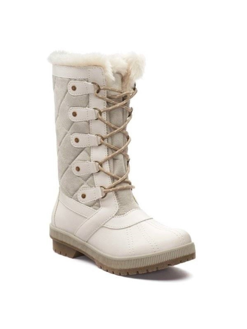 Womens Winter Boots Totes 10 Beige Taupe Quilted Lined Snow Mid Calf Padded